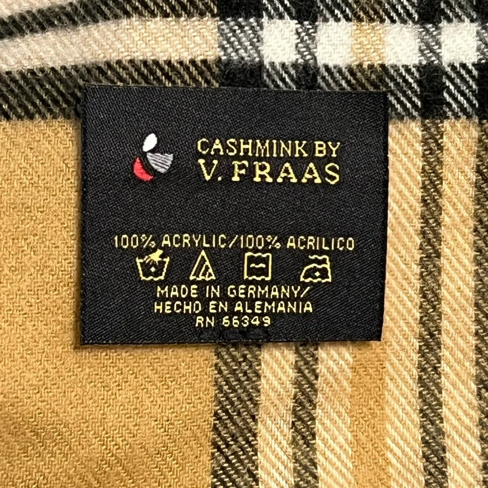 V. Fraas Tan Plaid Cashmink Scarf One Size